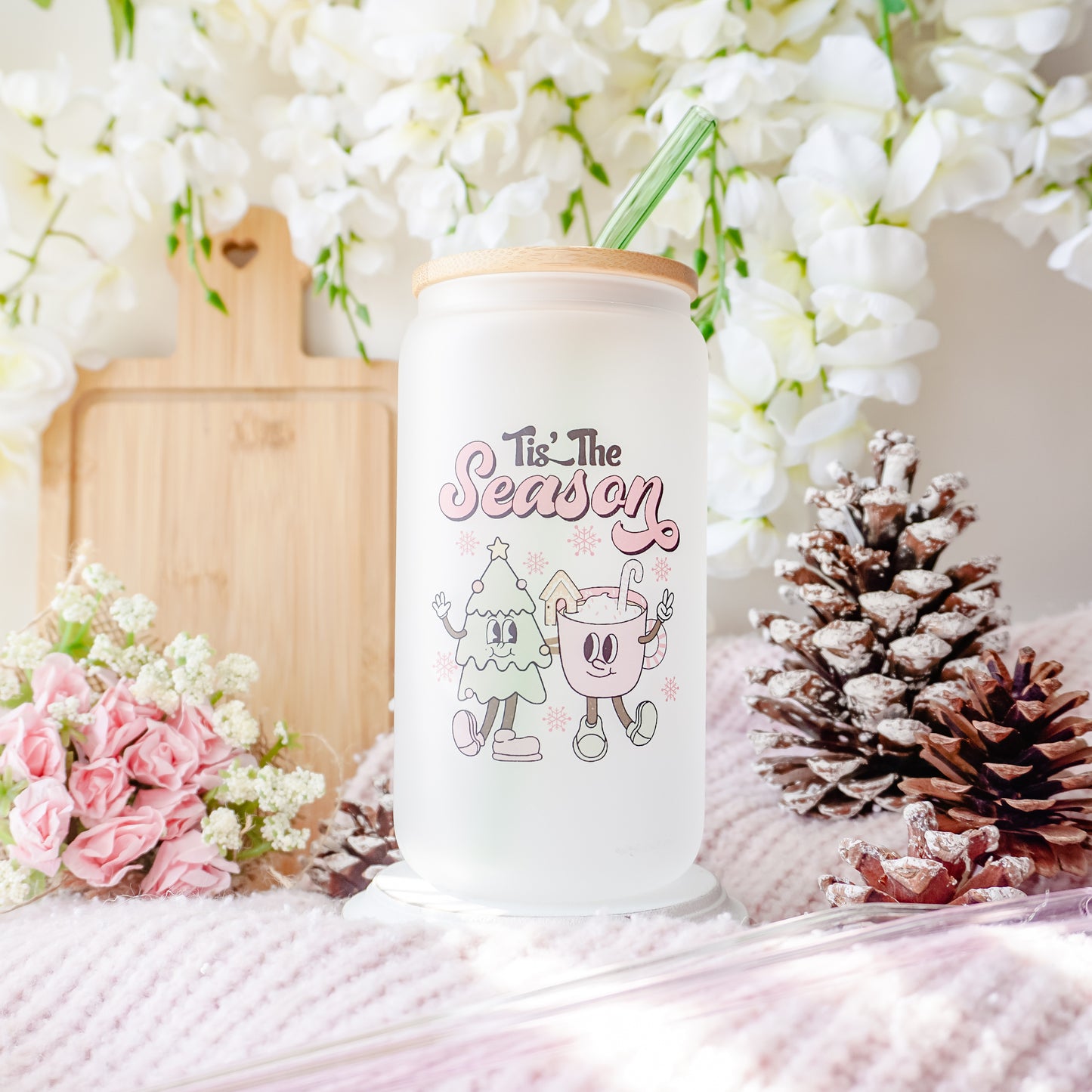 Tis' the Season | Frosted Glass Can Cup