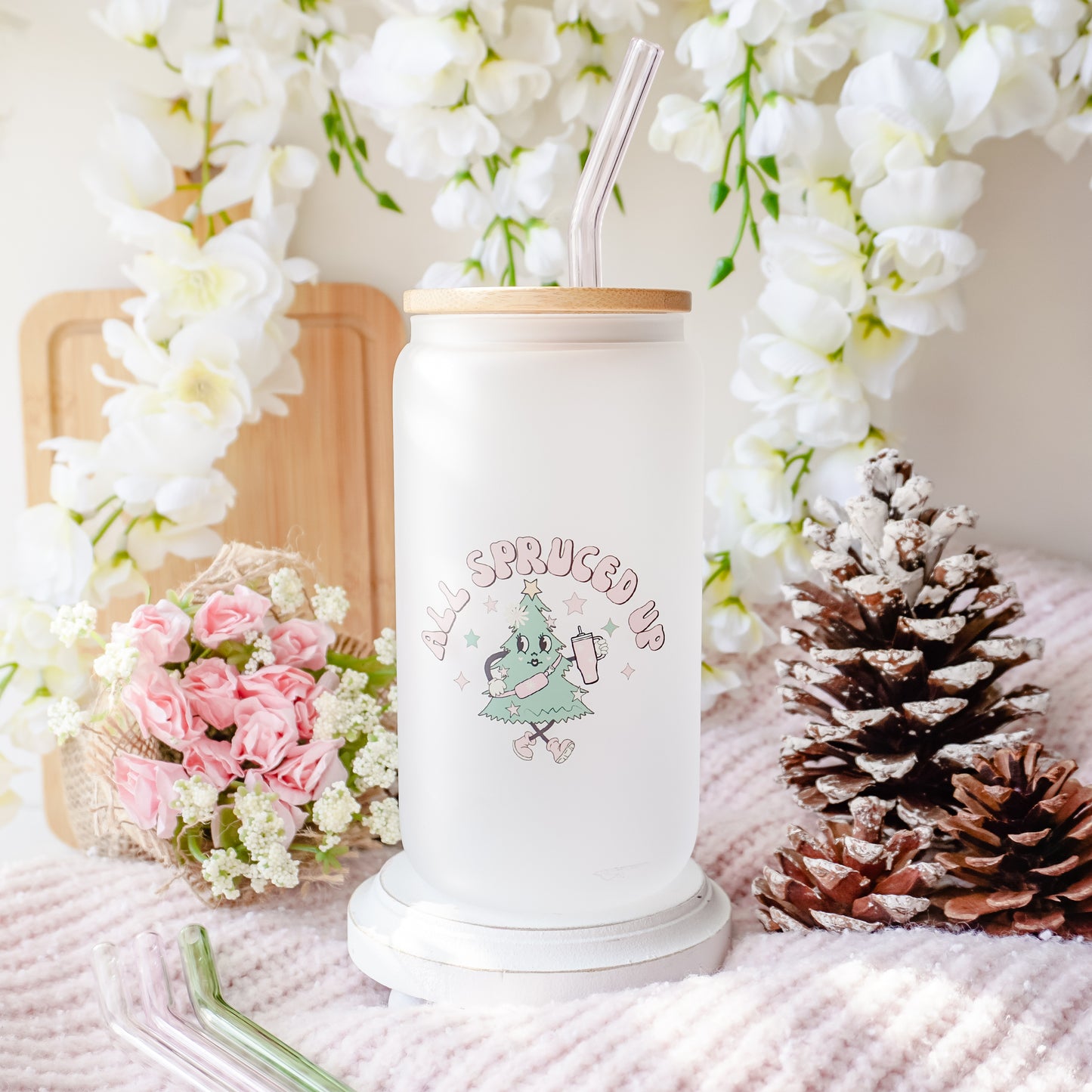 All Spruced Up | Frosted Glass Can Cup