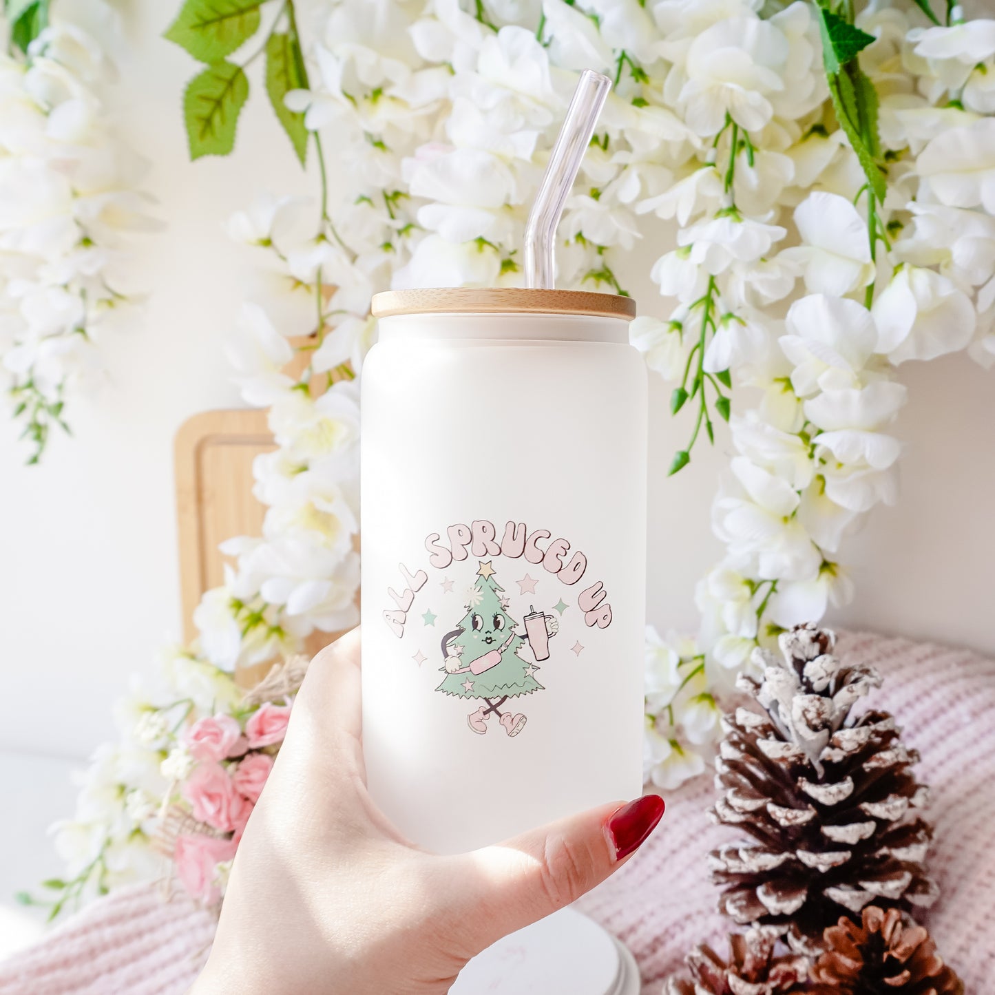All Spruced Up | Frosted Glass Can Cup