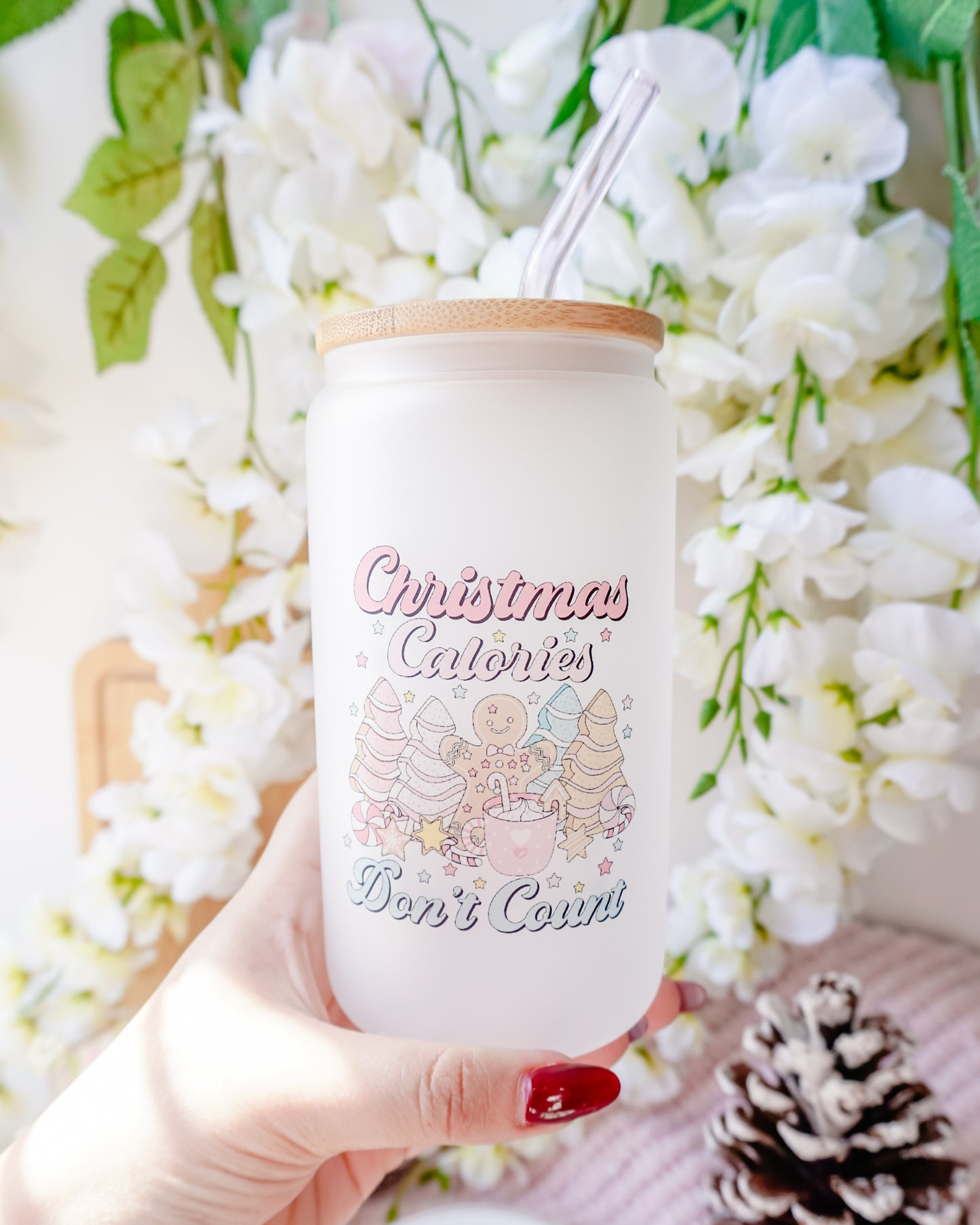 Christmas Calories Don't Count | Frosted Glass Can Cup