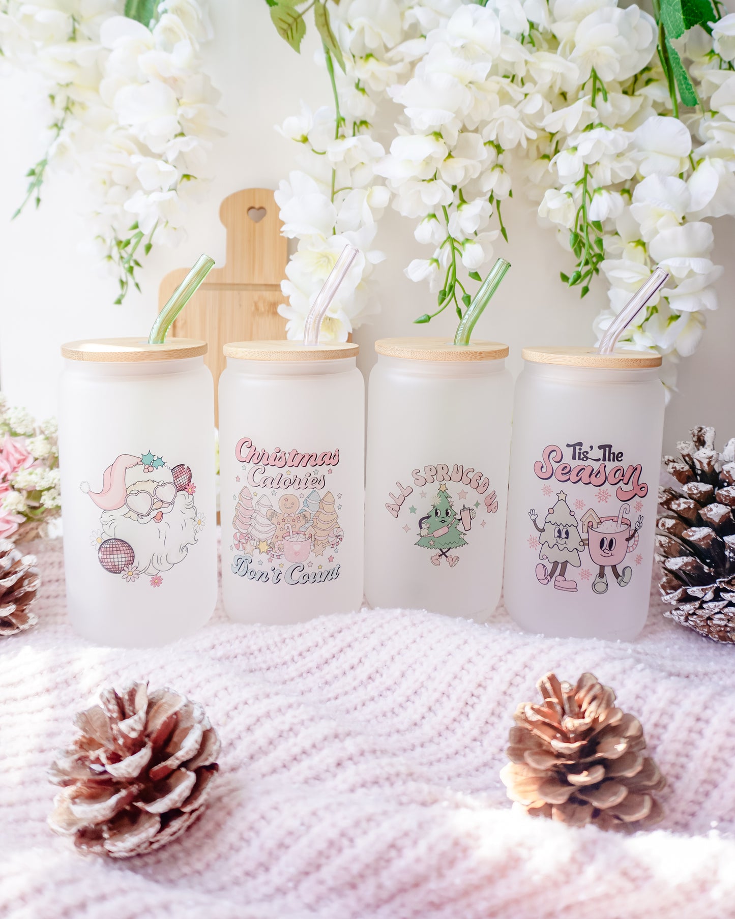 Tis' the Season | Frosted Glass Can Cup