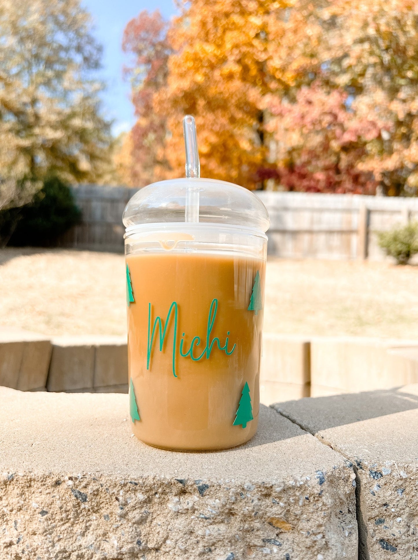 Personalized Christmas Trees | Dome Lid Glass Cup
