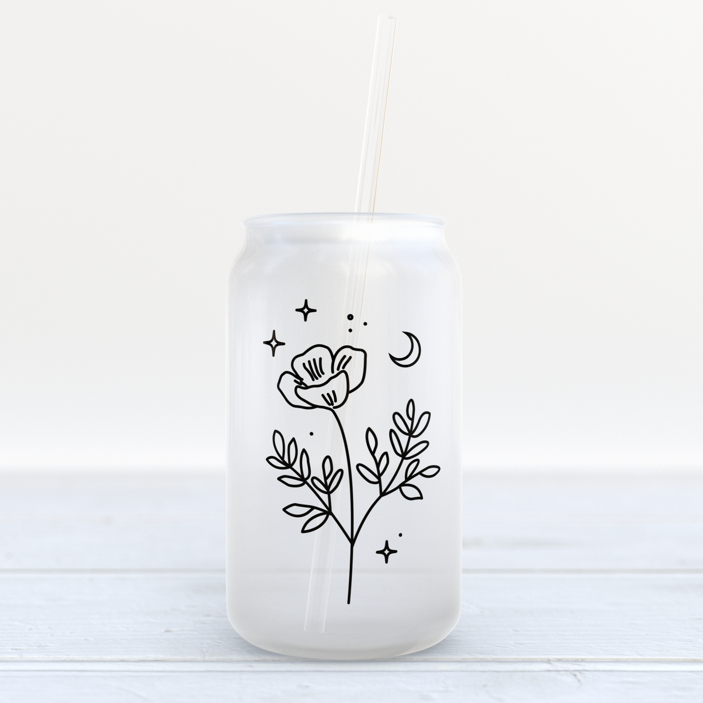 Minimalist Flower | Glass Can Cup