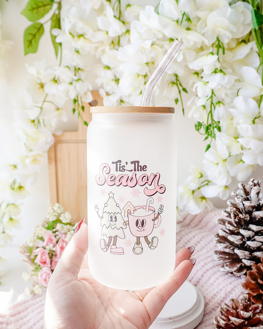 Tis' the Season | Frosted Glass Can Cup