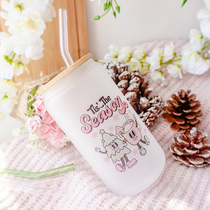 Tis' the Season | Frosted Glass Can Cup