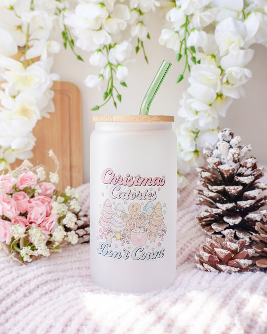 Christmas Calories Don't Count | Frosted Glass Can Cup