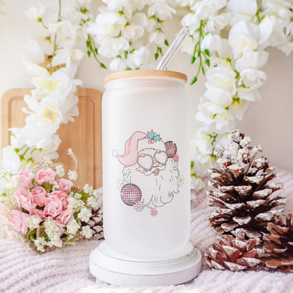 Retro Santa Claus | Frosted Glass Can Cup