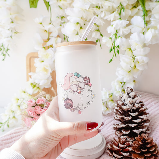 Retro Santa Claus | Frosted Glass Can Cup