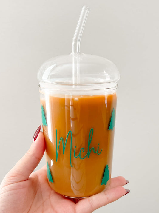 Personalized Christmas Trees | Dome Lid Glass Cup