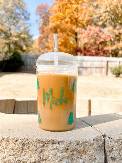 Personalized Christmas Trees | Dome Lid Glass Cup