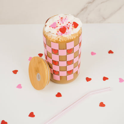 Checkered Hearts | Glass Cup
