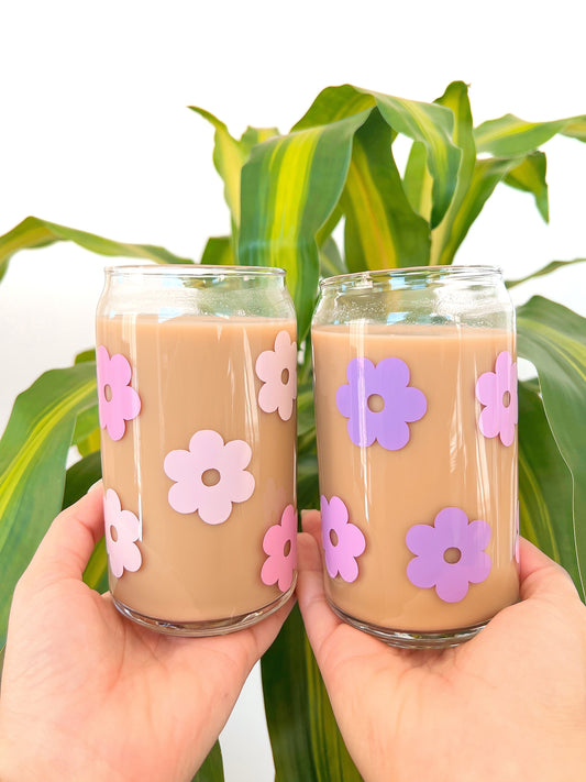 Cute Flowers | Glass Can Cup