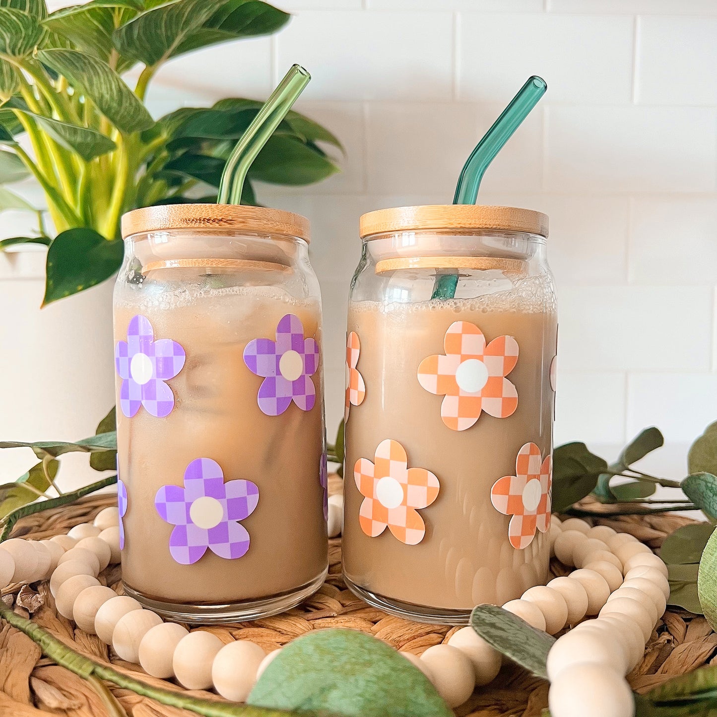 Retro Flowers | Glass Cup