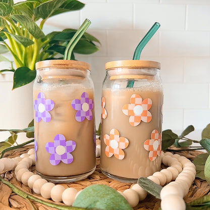 Retro Flowers | Glass Cup