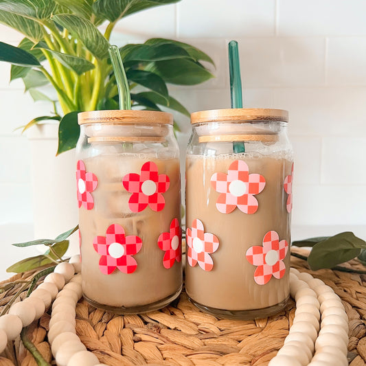 Retro Flowers | Glass Cup